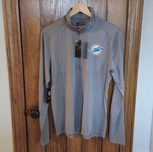 Men's L Miami Dolphins Nike Dri-Fit quarter zip - gray